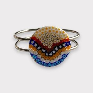 Murano Style Floral Glass Clamper Bracelet